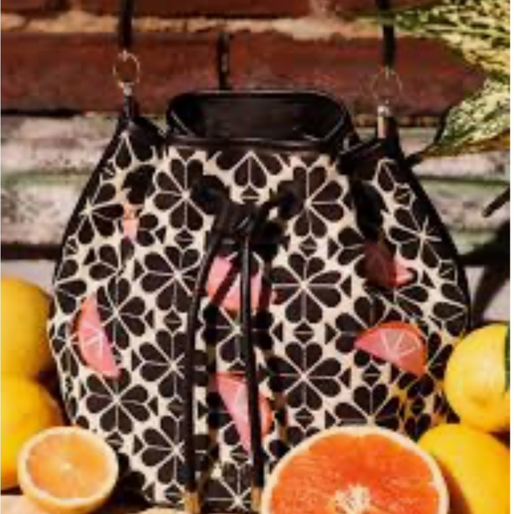 Kate Spade Black Pink & Cream Bucket Bag